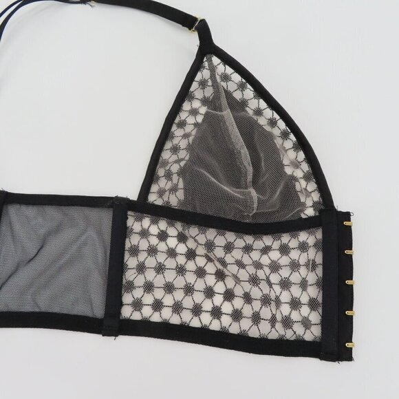 Victorias Secret Small Bralette Black Embroidered Mesh Boning Front Close NEW - Picture 13 of 15